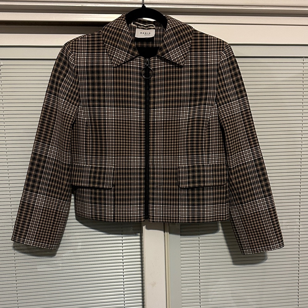 Akris Punto Black and Brown Plaid Women's Blazer